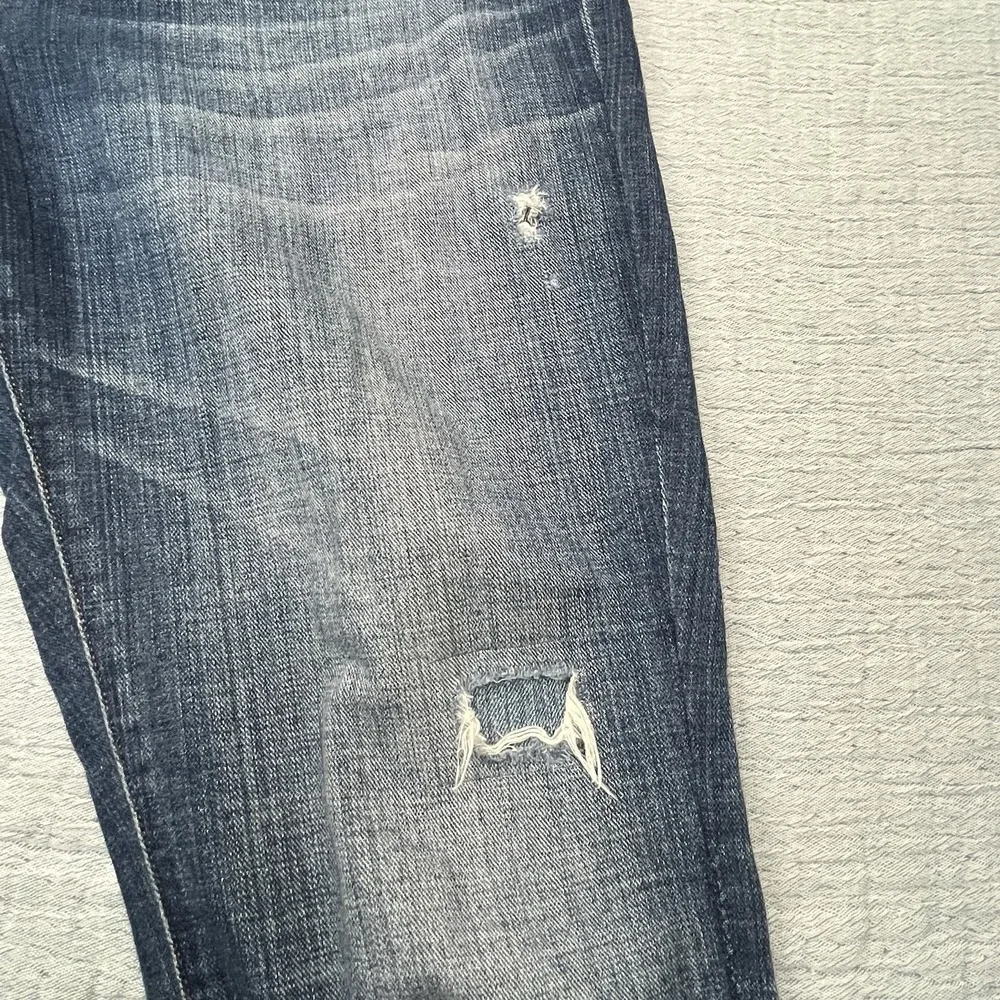 J Crew‎ Flex Jeans Mens 36x30 Slim Straight Stretch Light Wash Distressed
